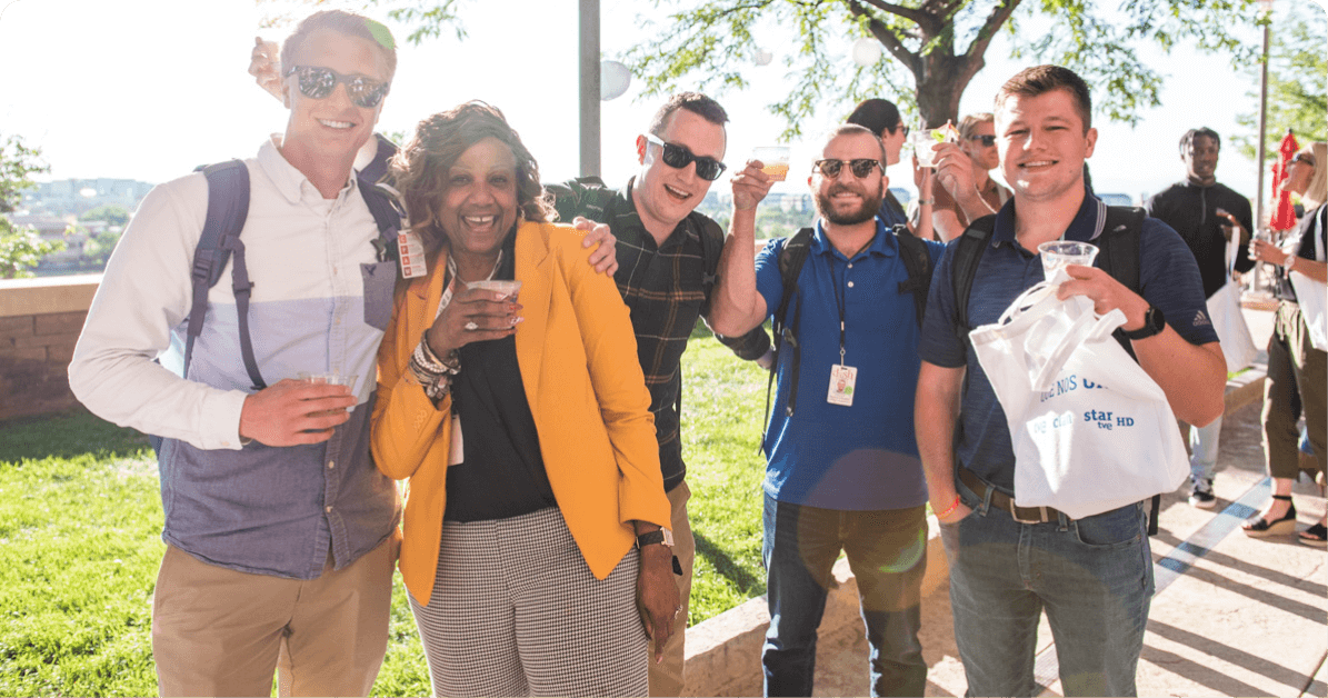 DISH Team Members gather weekly in the summer months for company-wide happy hour mingles at our Englewood, Littleton, and Downtown Denver locations.