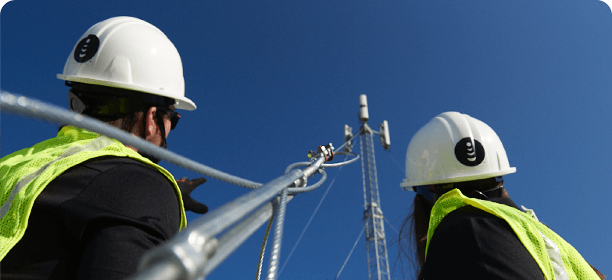 Tower technician building the nation's first cloud-native 5G network