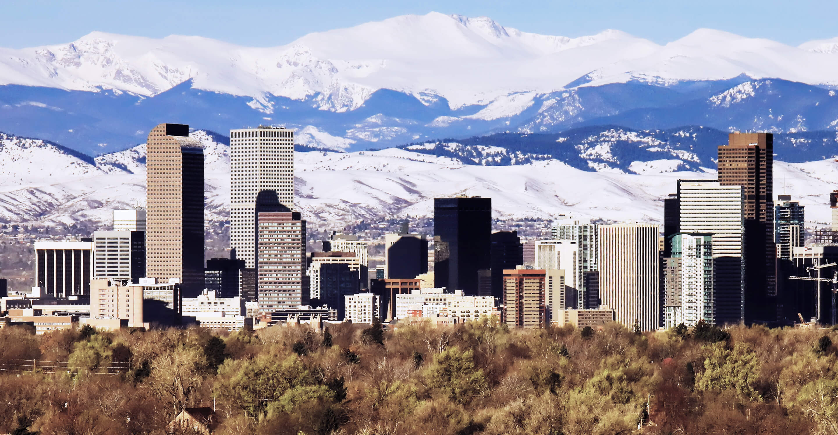 Denver, Colorado skyline hosting 5 DISH locations 